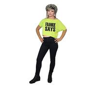 1980's 80's 1990's 90's Off The Shoulder Pop Icon Slogan Crop Top [Franky Says Yellow L-XL]