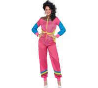Smiffy's Costume - 80s Height of Fashion Shell Suit - Pink Jacket & Trousers