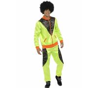 1980s Cosplay Adults Mens Scouse Fancy Dress Neon Green Retro Shell Suit Costume