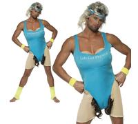 1980s Mens Lets Get Physical Fancy Dress Costume Work Out Outfit Stag Party
