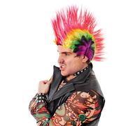 1980s Multi Colour Punk Mohican Rocker Wigs Mohawk Wig Fancy Dress Adults 80s