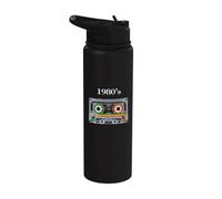 1980s Retro Cassette Nostalgia Classic Music Era Stainless Steel Insulated Water Bottle