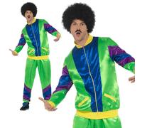 Smiffys 80s Height of Fashion Shell Suit Costume, Male, Green, L - Size 42"-44"