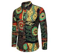 1980S Tee Shirt Mens Hawaiian Cotton Regular Fit Long Sleeve No Casual Beach Summer Green