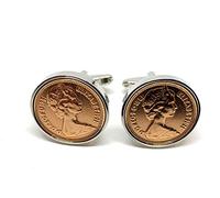 1981 44th Birthday/Anniversary 1 pence coin cufflinks - One pence cufflinks from 1981 for a 44th Birthday