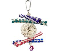 1981 Small Sola Trap Bird Toy - Natural Shredding Fun for Parrots, Cockatiels, Conures, Budgies, Lovebirds - Chewable Foraging Toy with Sola Ball and Finger Traps