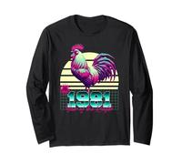 1981 Year of the Rooster 80s Retro Vaporwave Chinese Zodiac Long Sleeve T-Shirt