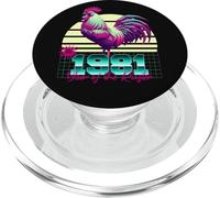 1981 Year of the Rooster 80s Retro Vaporwave Chinese Zodiac PopSockets PopGrip for MagSafe