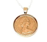1984 41st Birthday One Pence Solid Pendant Mum, Dad, Brother, Sister- 41st Birthday-Coin Pendant, 41st Anniversary Rose/Gld