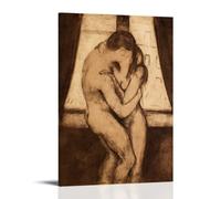 1984 Expressionism The Kiss Edvard Munch Romantic Embrace Artwork for Wall Decor Prints Home Decor Wall Art Hanging Picture Print Bedroom Decorative Paintings Room Frame 20x30inch(50x75cm)