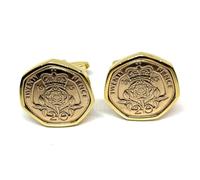 1985 41st Birthday/Anniversary Gold Plated 20p pence coin cufflinks - One pence cufflinks from 1985 for a 41st GLD