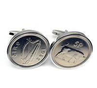 1985 41st Birthday/Anniversary Irish five pence coin cufflinks - Irish five pence cufflinks from 1985 for a 41st Birthday