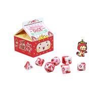 1985 Games Strawberry Kawaii Cat Dice Set - Milk Carton-Inspired Dice for DND | TTRPGs & Tabletop Roleplaying