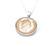 1986 39th Birthday/Anniversary one pence coin Solid Pendant One pence Pendant from 1986 for a 39th Birthday SLV