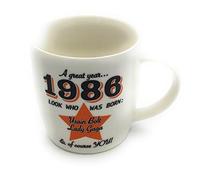1986 - A great year. A Year You Were Born Mug with Two Celebrities That Were Born In the Same Year. Gift, Present, Christmas, Birthday, Anniversary, Stocking Filler, Father's Day, Mother's Day