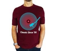 1986 Vinyl Record Neon - Classic Since - 40th Birthday Gift | Present Mens T-Shirt Burgundy S