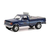 1987 F-250 XLT Lariat Pickup Truck Blue with Stripes and Blue Interior Bigfoot Cruiser #1" "Hobby Exclusive Series 1/64 Diecast Model Car by Greenlight 30433