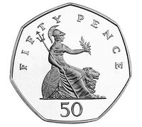 1989 Great Britain Britannia Proof 50P Old Large Fifty Pence Uncirculated Coin