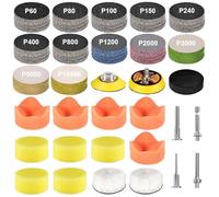 199 Pieces 2 Inch Sanding Discs, GOH DODD Hook and Loop Sanding Pads 60 to 10000 Grit Headlight Restoration Kit Wet Dry Sandpaper with 1/4” 1/8" Shank, Backing Pad, Polishing Pads and Interface Pad