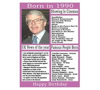 1990 birthday card, born in 1990 birthday card, read all about the year they were born, who was born in the same year and more.