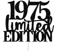1990 Limited Edition Birthday Cake Topper, Black Glitter, Cheer 35 Years Old Cake Decoration, 35th Birthday Party Decoration Supplies for Men Women (1995)