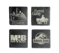 1990s Movie Theme Slate Drinks Coasters - Slate Coaster Set of 4, permanently laser engraved slate, Great 1990s Retro Gifts