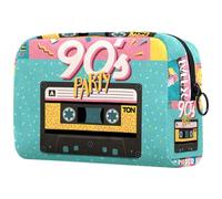 1990S Music Tape Colorful Cosmetic Bag for Women, Travel Toiletries Bags Large Makeup Handy Pouch Organiser Bag with Zipper