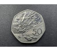 1994 D-Day Commemorative 50 Pence Coin, Queen Elizabeth II, Heptagonal, Collectable British Currency