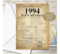 1994 Facts 30th Birthday Personalised ANY NAME Happy Birthday Greeting Card Memories Back in the Year Of Birth -140