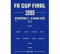 1995 FA Cup Final Everton Wall Art, Wembley Stadium Team Line-up Print, Royal Blue