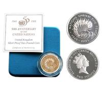 1995" Nation United for Peace " Silver Proof £2 Two Pound Coin - PACKAGING + CoA