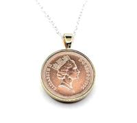 1996 29th Birthday/Anniversary one pence coin Solid Pendant One pence Pendant from 1996 for a 29th Birthday GLD