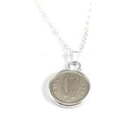 1996 30th Birthday gift for her Anniversary Irish small Five pence coin cinch Pendant Irish Harp