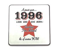1996 - A great year. A Year You Were Born Coaster with Two Celebrities That Were Born In the Same Year. Gift, Present, Christmas, Birthday, Anniversary, Stocking Filler, Father's Day, Mother's Day