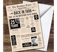 1996 Newspaper Any Age Any Year You were Born Facts Personalised Birthday Card | Any Age Any Year Personalised Birthday Card | Milestone Birthday Card | Facts from The Year You were Born