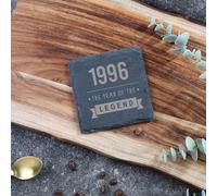 1996 Year of The Legend Slate Coaster, 30th Birthday Gift for Men, Son, Brother, Engraved Square Slate Drinks Coaster, Thirtieth Keepsake Present for Him, Milestone Birthday Drink Mat