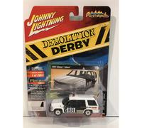 1997 Chevy Tahoe Demolition Derby White Black 1:64 Johnny Lightning JLSF015B