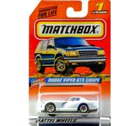 1997 - Mattel - Matchbox - #1 of 75 Vehicles - Dodge Viper GTS Coupe - White / Blue Stripes - Star & Stripes Edition - Series 1 - New - Out of Production - Limited Edition - Collectible