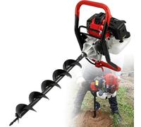 199cc 4 stroke auger post hole digger, gas powered earth ground drill, portable petrol piledriver, 8 types of drill bits, portable petrol piledriver for farm garden plant 10cm