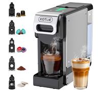19BAR 5 in 1 Multifunction Coffee Capsule Machine for Nespresso Original/Dolce Gusto/Lavazza MIO Coffee Pods and Ground Coffee/ESE Pod Smart Automatic Small Espresso Coffee Pods Machines, 1L, 1450W