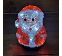 19cm Acrylic Sitting Christmas Santa With 16 Ice White LEDs