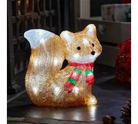 19cm Battery Operated Light up Christmas Ice Fox with 24 Cool White LEDs