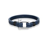 (19cm, Blue black) Mens Leather Bracelet Nautical Double Strand Bracelets