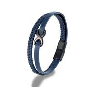 (19cm, Blue) Men Multilayer Braided Leather Bracelets Friendship Infinity Love Knot