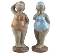 19cm Curvy Swim Lady Beach Dippers Novelty Ornaments - Blue Orange - Set of 2