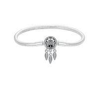 19cm Dreamcatcher Feather Charm Snake Bracelet Bangle Chain Bead Pendant 925 Sterling Silver Dangle Compatible With Pandora Moments Charm