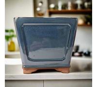 19Cm Glazed Cascade Bonsai Pot - Square - 19Cm X 19Cm X 14Cm - Blue
