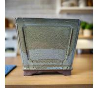 19Cm Glazed Cascade Bonsai Pot - Square - 19Cm X 19Cm X 14Cm - Green