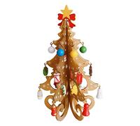 19cm Mini Christmas Tree,Wooden Tabletop Christmas Tree with Christmas Baubles,Artificial Miniature Christmas Trees Funny Tiny Christmas Tree for DIY,Gift or Xmas Table Decoration