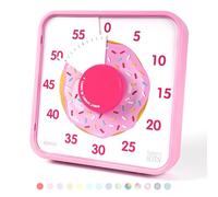 19CM Visual Timer, 1 Hour Countdown Timer, Kitchen Timer, Loud Alarm Sound 60 Minutes, for Classroom Teaching Homework Games Cooking Office Meeting, Pink Donut